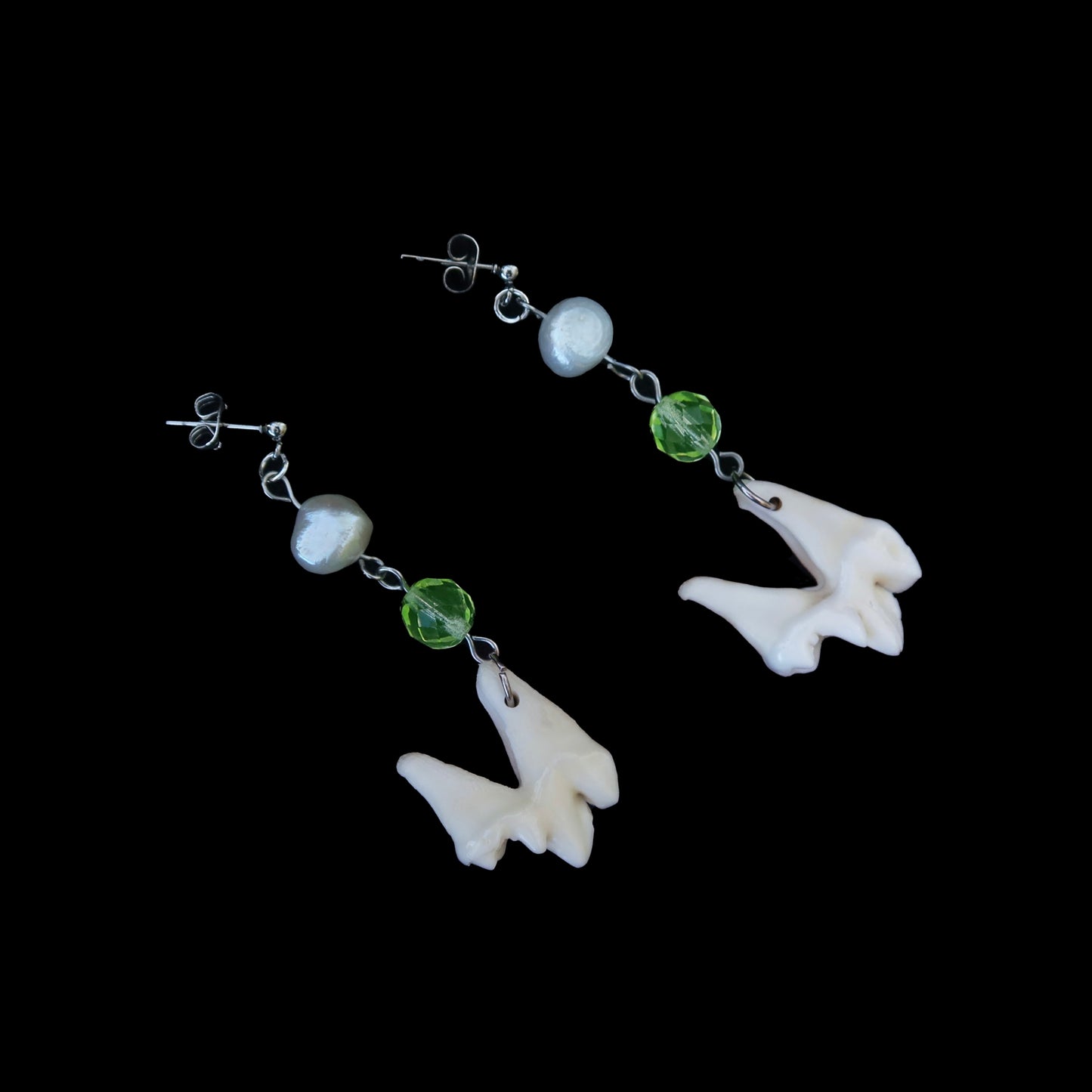 Uranium and Coyote Tooth Earrings