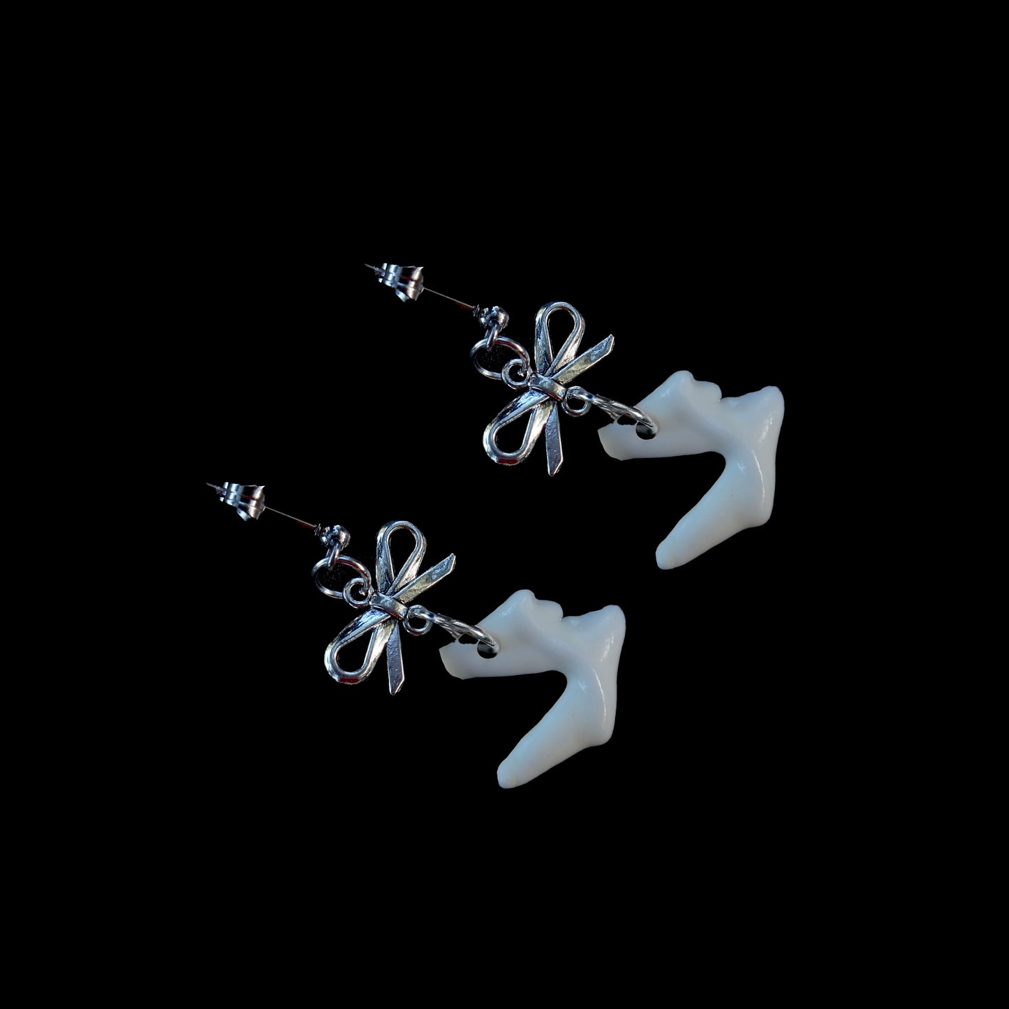 Coquette Queen Tooth Bow Earrings