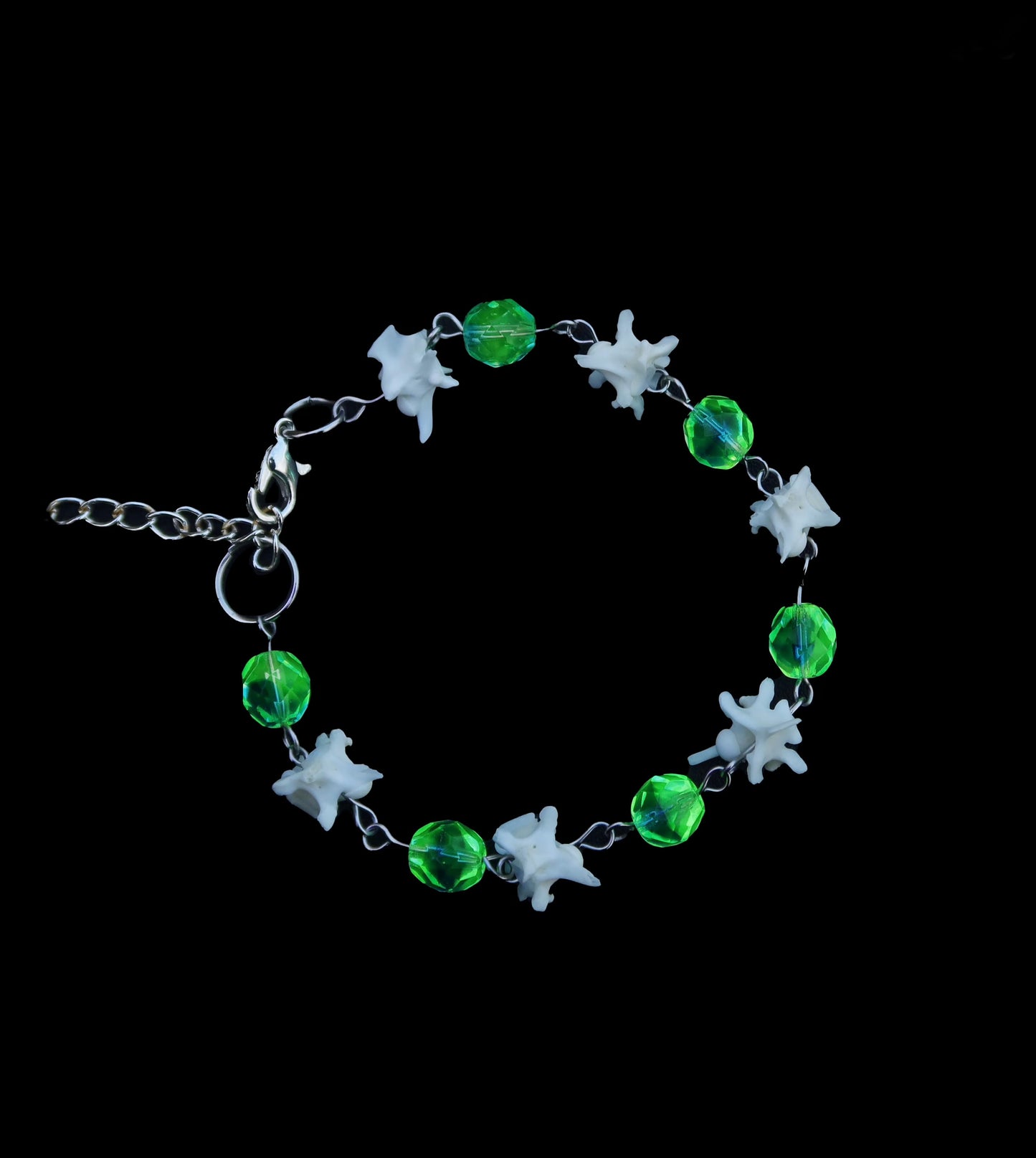 Rattlesnake Spine and Uranium Glass Bracelet