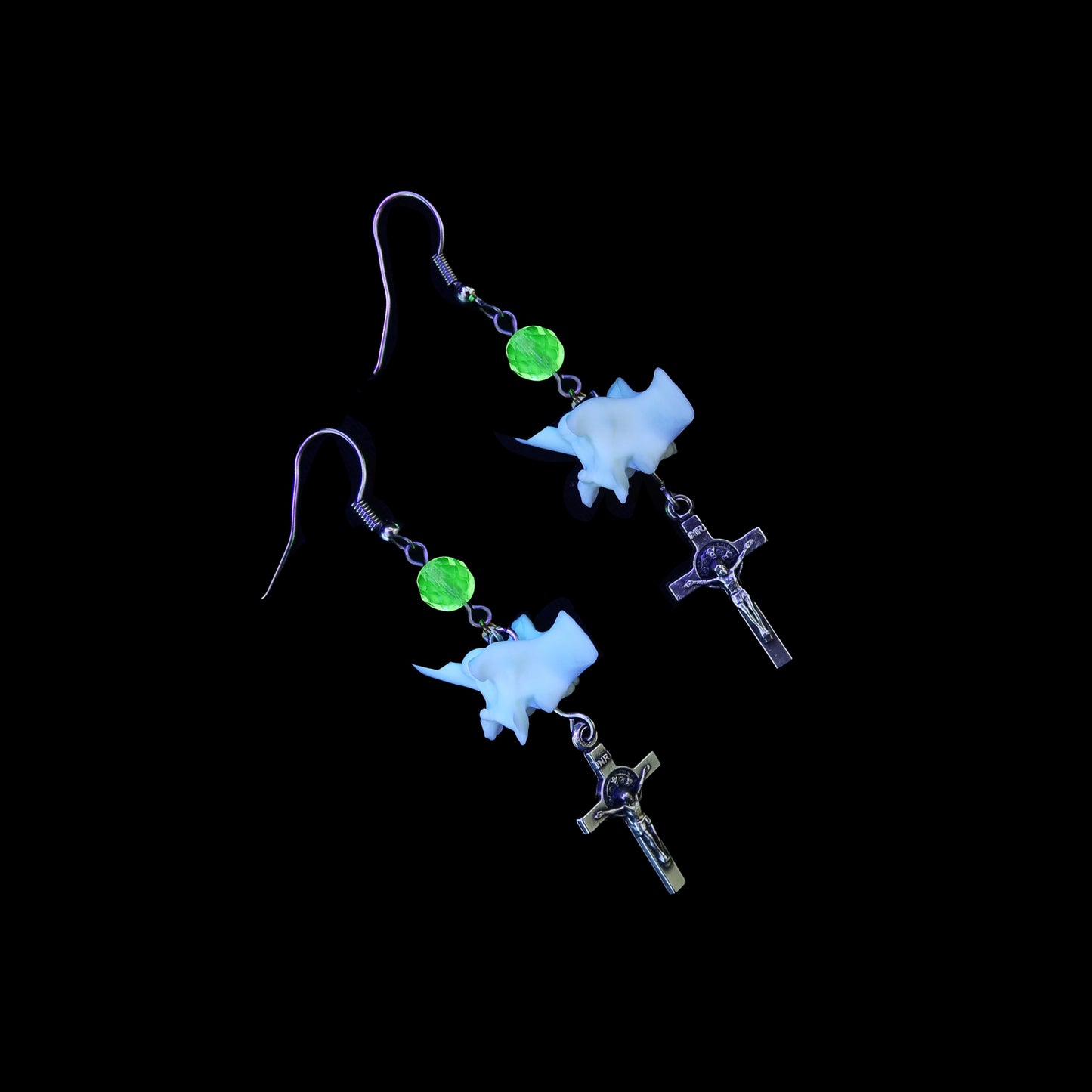 Uranium and Rattlesnake Rosary Earrings