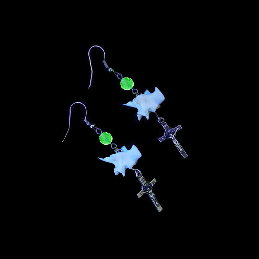 Uranium and Rattlesnake Rosary Earrings