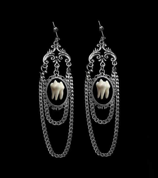 Ornate Chain Tooth Earrings