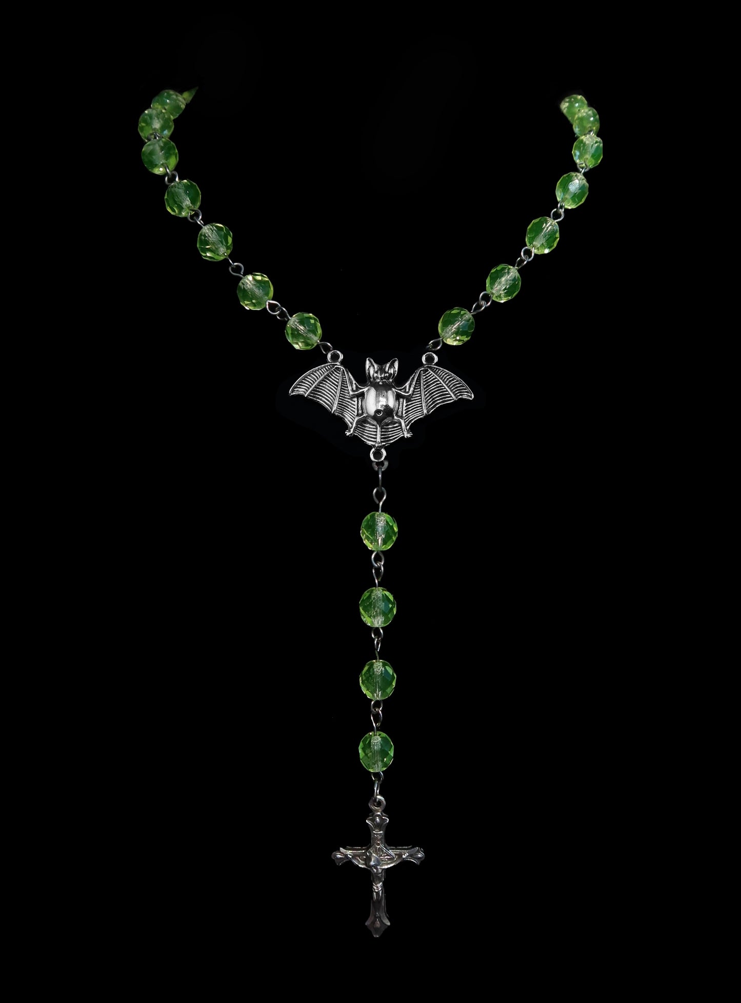 Uranium Glass Bat Rosary