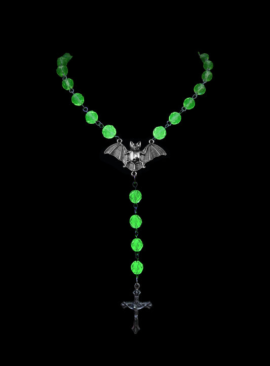 Uranium Glass Bat Rosary