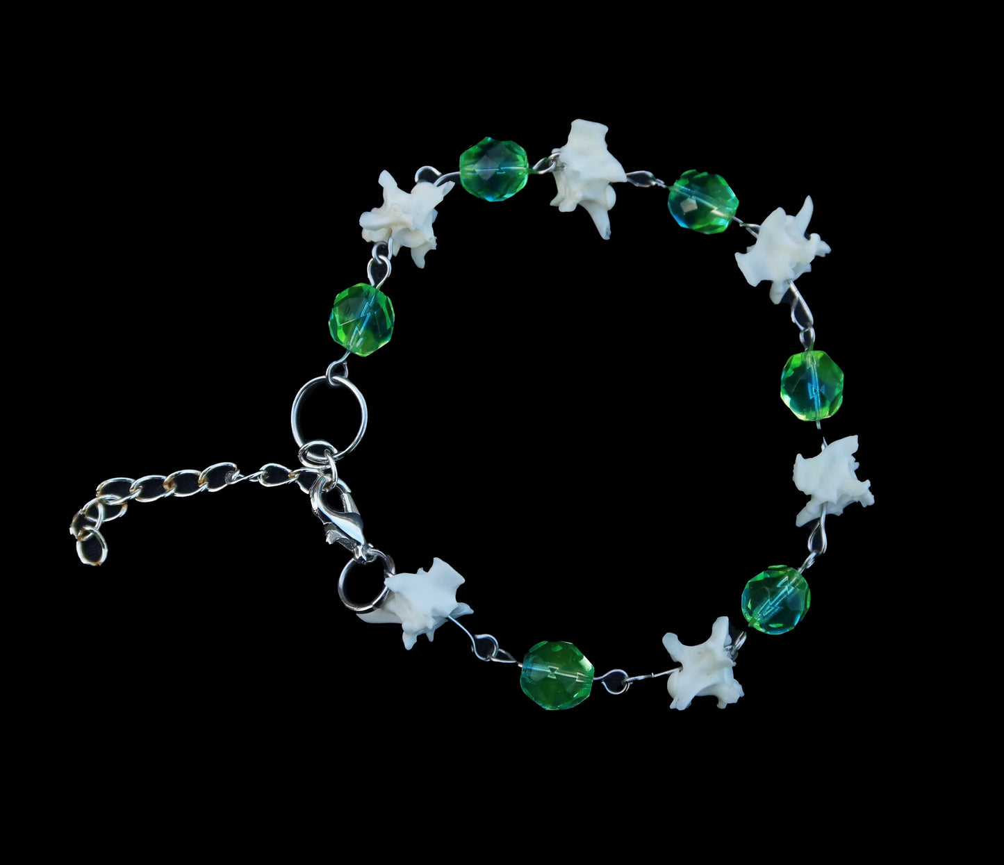 Rattlesnake Spine and Uranium Glass Bracelet