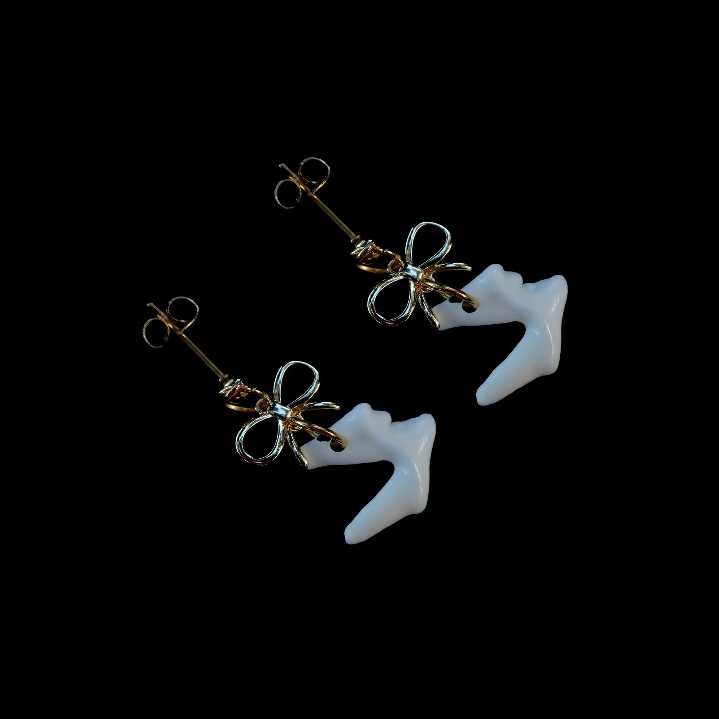 Coquette Queen Tooth Bow Earrings