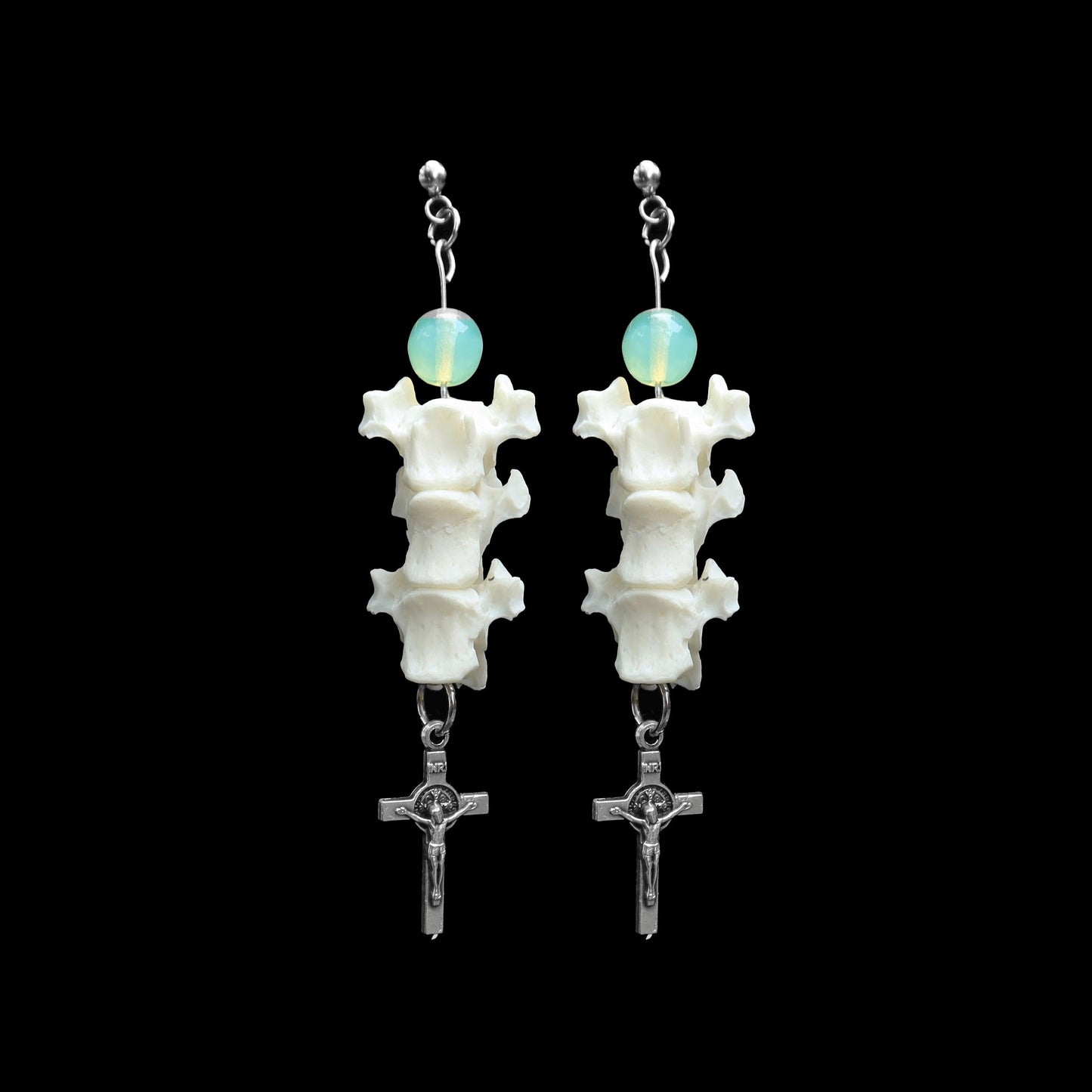 Spineless Rosary Mink Spine and Uranium Earrings